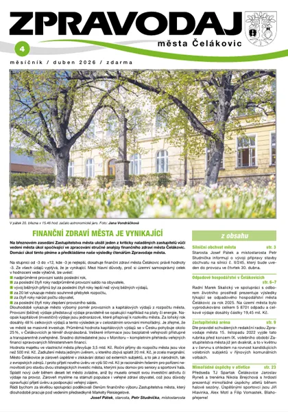 Zpravodaj města Čelákovice – titulní strana